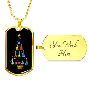 Musician Necklace Tree Personalized Engraved Gold Dog Tag Necklace Custom Name